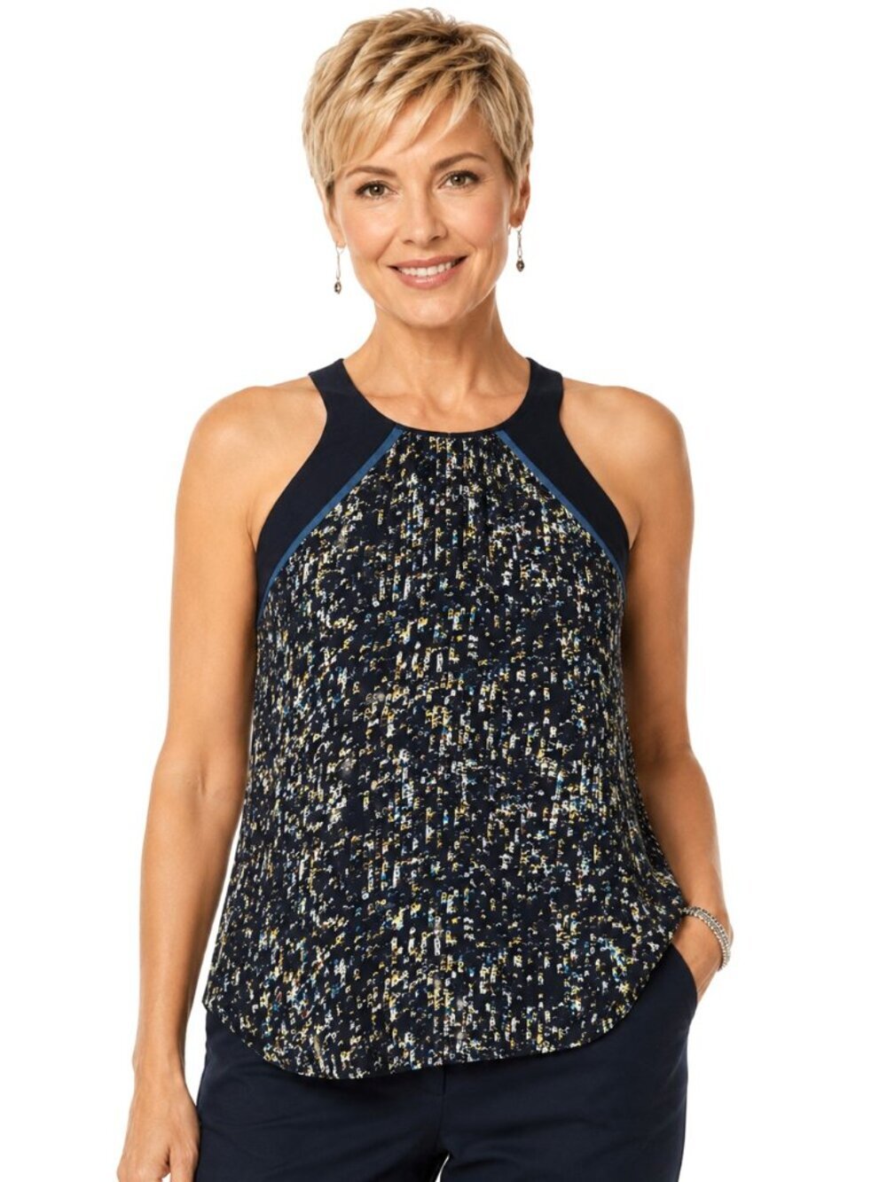 Rebecca Taylor Black Multicolor Racer Back Top